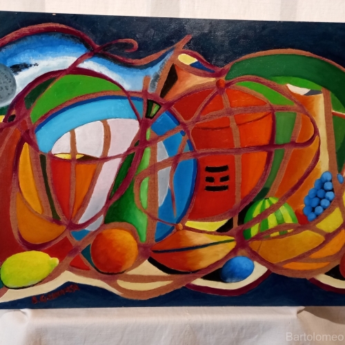 natura-silente con pesce-olio-su-mas.-cm.55x90